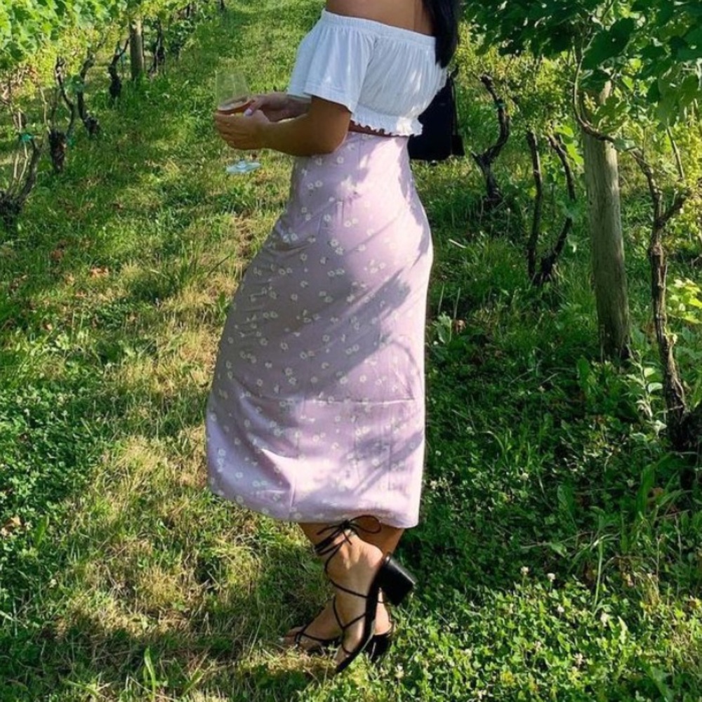 Floral Slip Midi Skirt